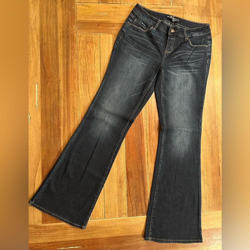 Blue Revival Recycled Denim Dark Wash Flare Leg Jeans Blue 28